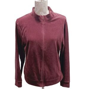 bobbie brooks Burgundy Velour  Full Zip-up Jacket Women's Size Large
